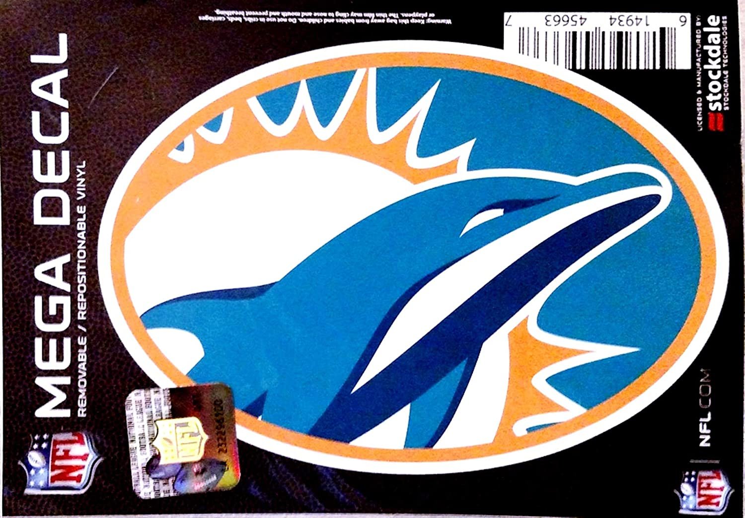 Miami Dolphins 5 Inch Die Cut Flat Vinyl Decal Sticker Mega Logo Design Adhesive Backing