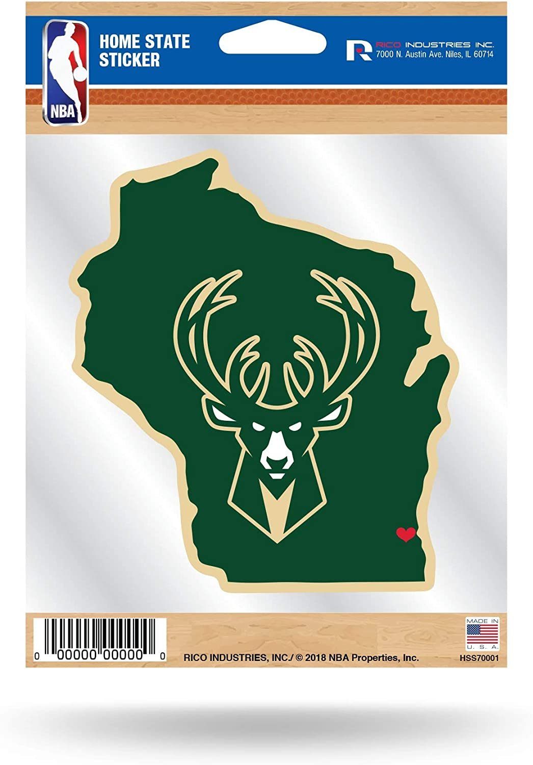 Milwaukee Bucks 5 Inch Die Cut Sticker Decal Home State Design Full Adhesive Backing