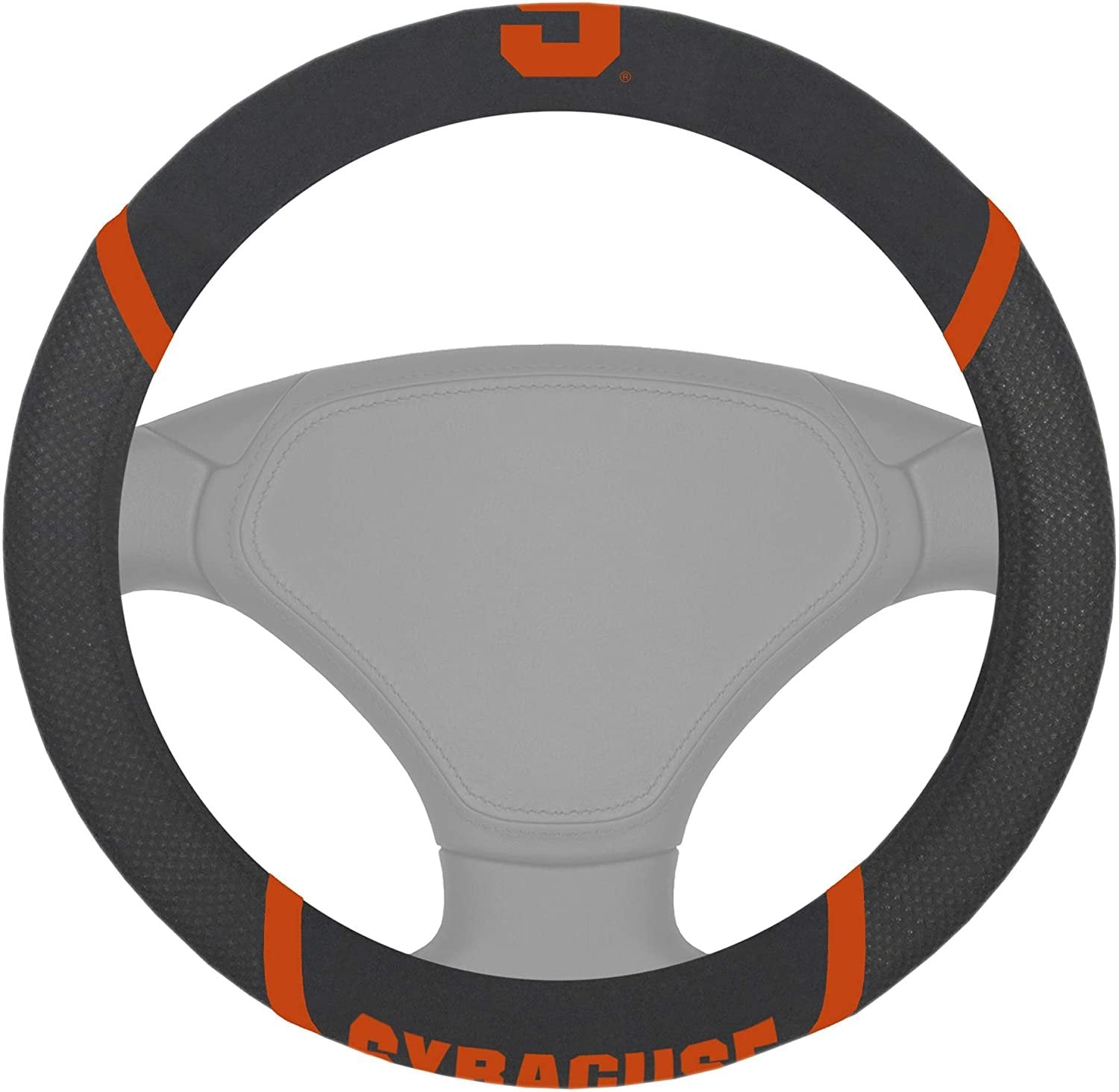 Syracuse Orange Steering Wheel Cover Premium Embroidered Black 15 Inch University