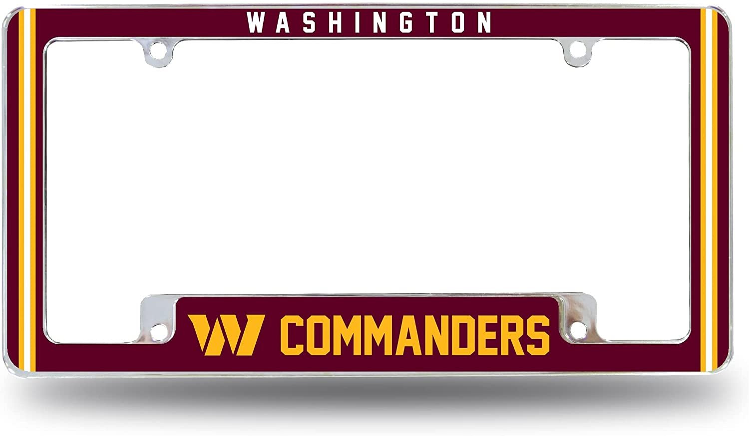 Washington Commanders Metal License Plate Frame Chrome Tag Cover, Alternate Design, 12x6 Inch