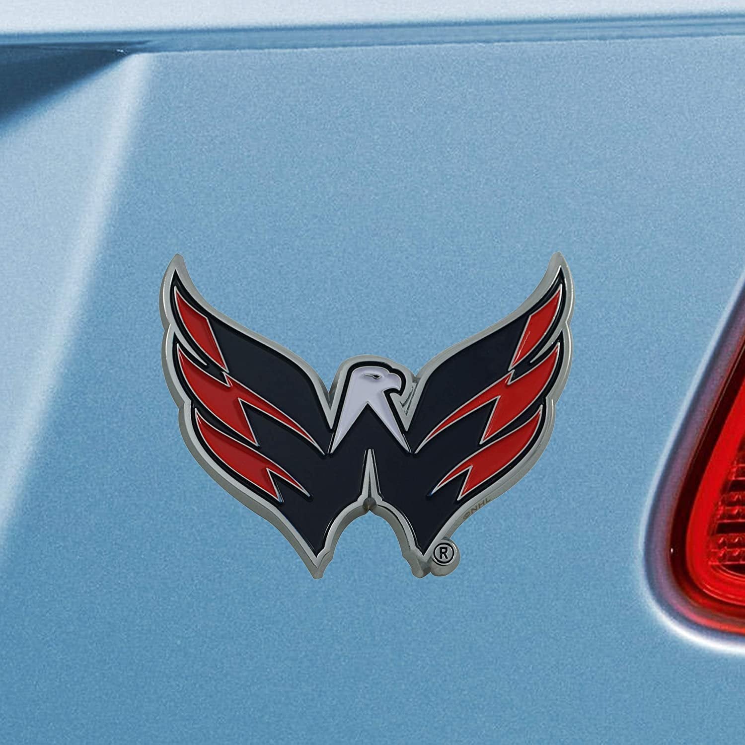 Washington Capitals Premium Solid Metal Raised Auto Emblem, Shape Cut, Adhesive Backing