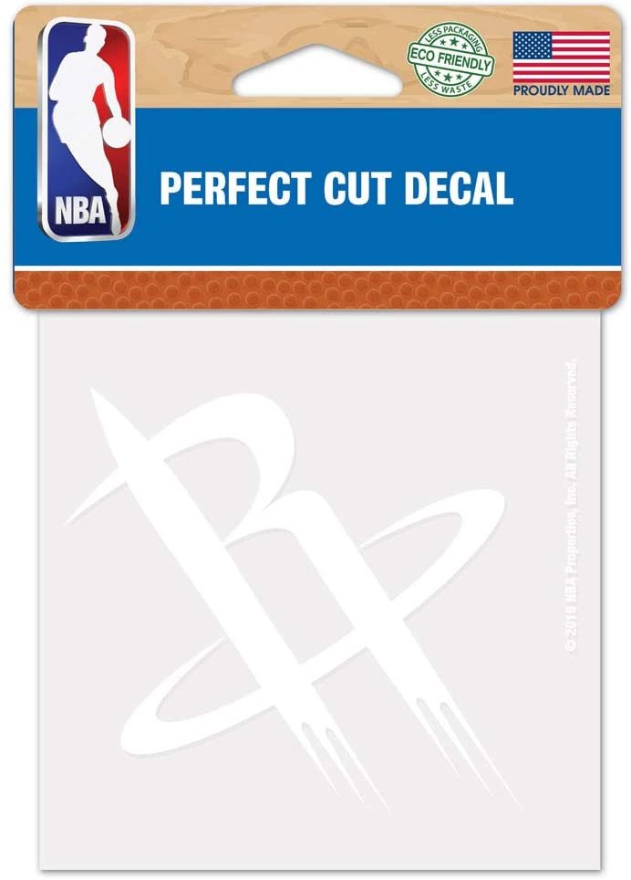 Houston Rockets 4x4 Inch Die Cut Decal Sticker, White Logo, Clear Backing
