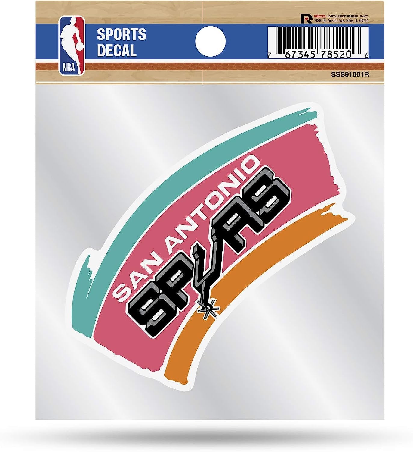 San Antonio Spurs 4x4 Inch Die Cut Decal Sticker, Retro Logo, Clear Backing
