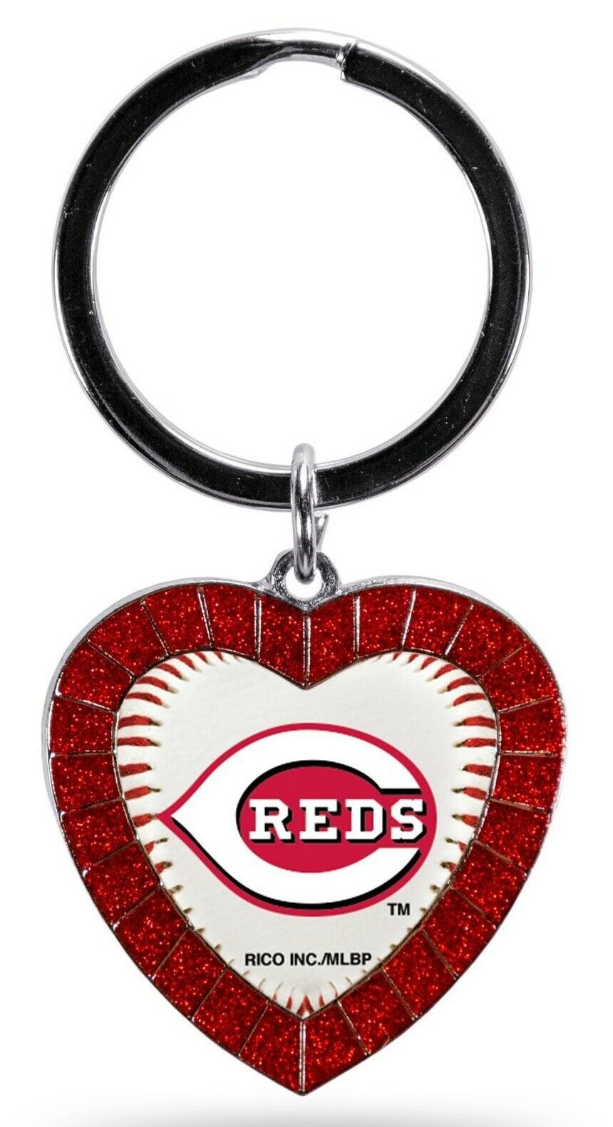 Cincinnati Reds Keychain Rhinestone Heart Decal Emblem Team Color Baseball