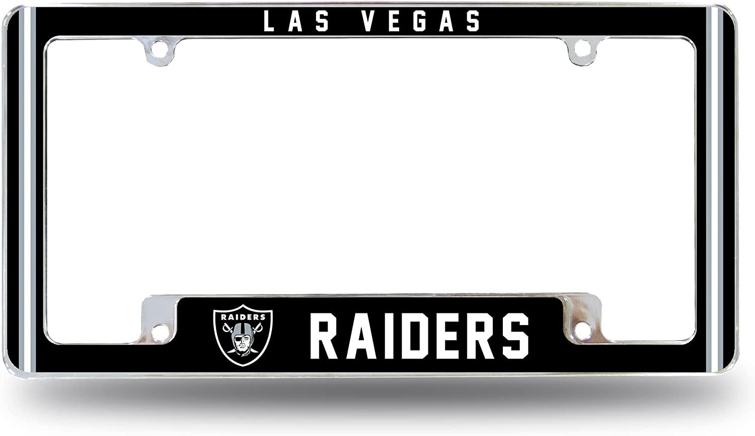 Las Vegas Raiders Metal License Plate Frame Chrome Tag Cover Alternate Design 6x12 Inch