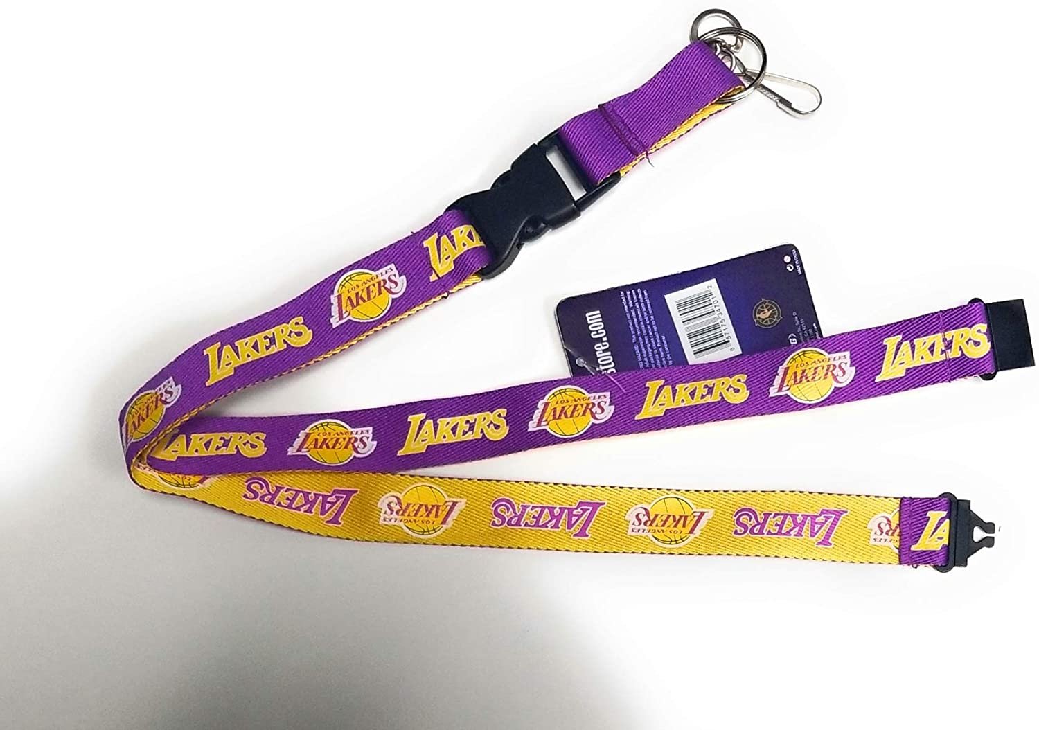Los Angeles Lakers Lanyard Keychain Double Sided Breakaway Safety Design Adult 18 Inch