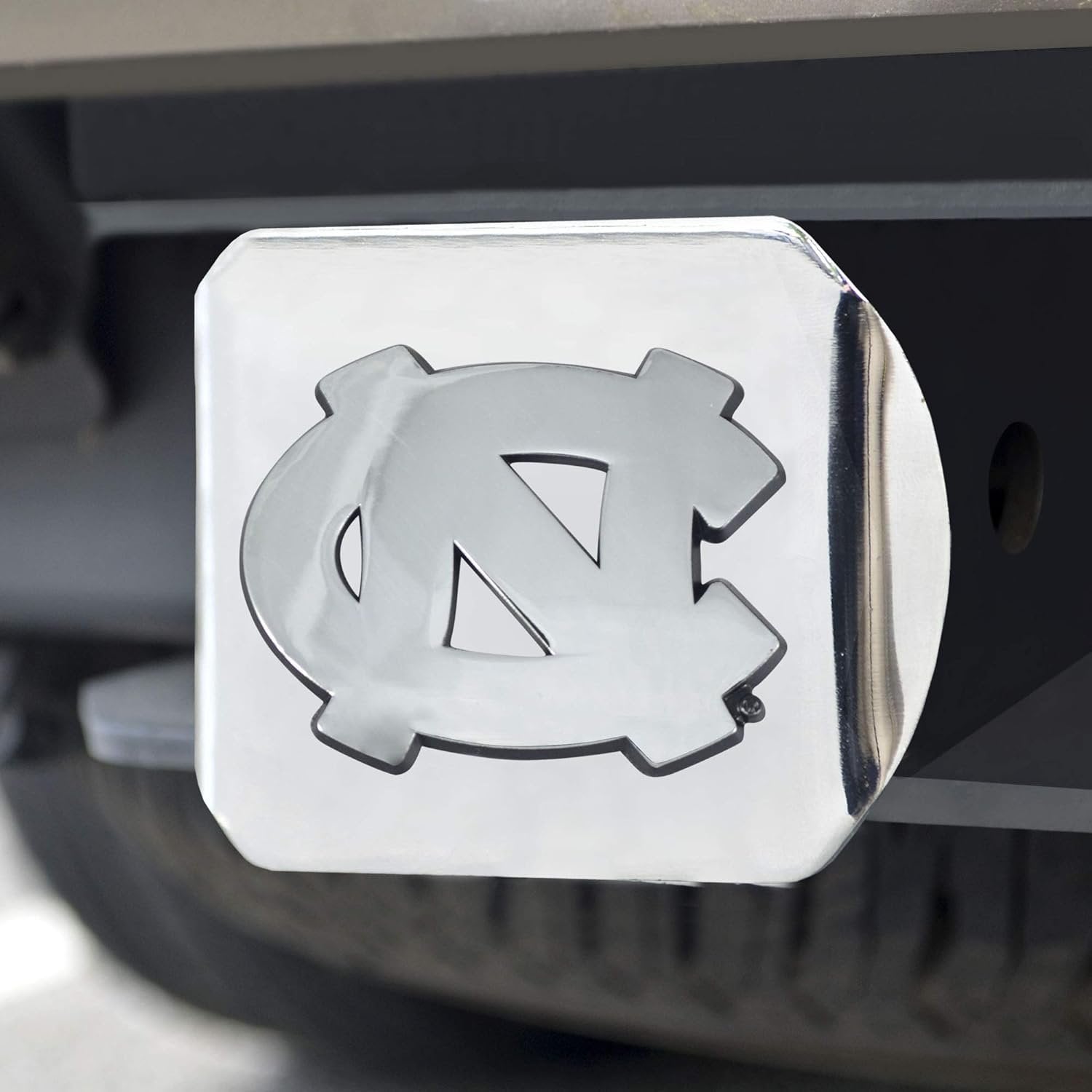 University of North Carolina Tar Heels Hitch Cover Solid Metal with Raised Chrome Metal Emblem 2" Square Type III