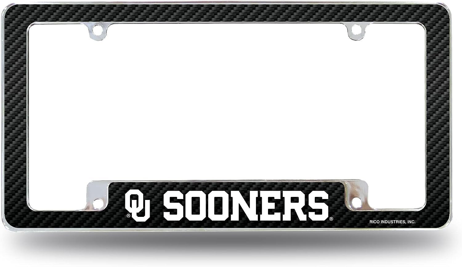 University of Oklahoma Sooners Metal License Plate Frame Chrome Tag Cover 12x6 Inch Carbon Fiber Design