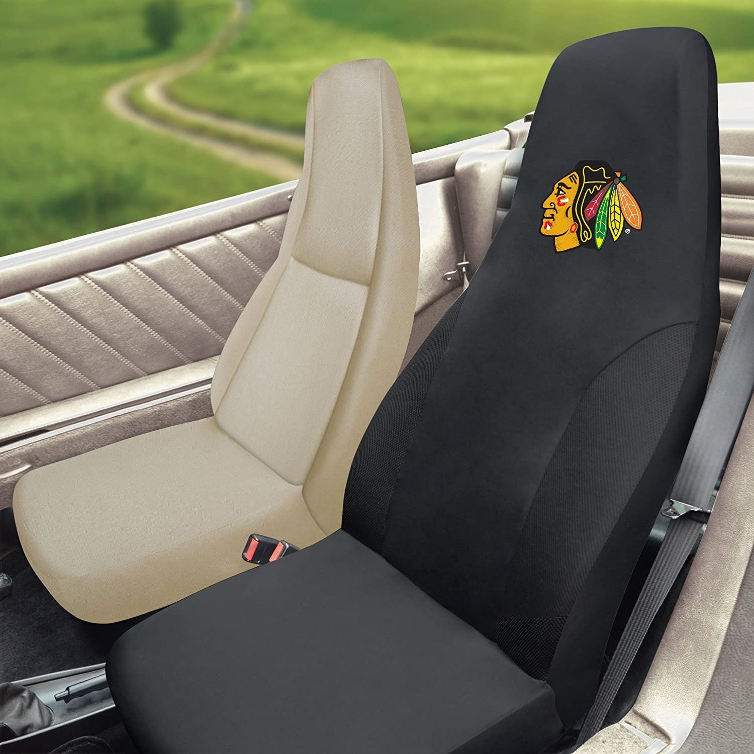 FANMATS - 14961 NHL Chicago Blackhawks Polyester Seat Cover,20"x48"