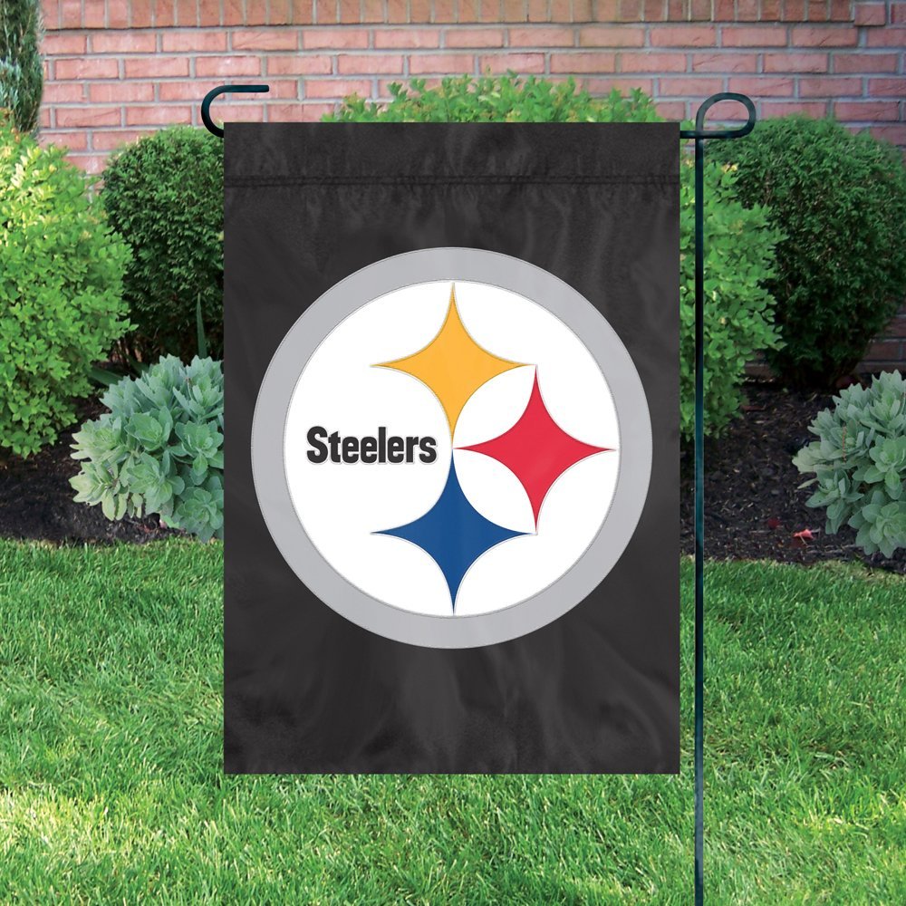 Pittsburgh Steelers Premium Garden Flag Banner Applique Embroidered Black 12.5x18 Inch