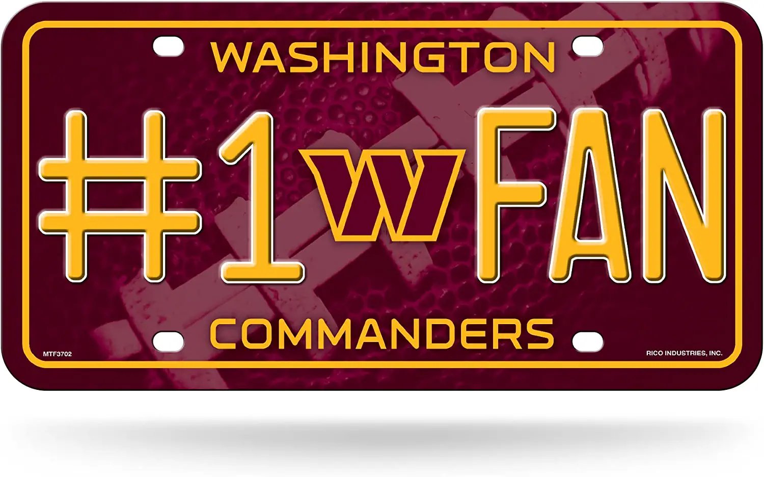 Washington Commanders Metal Auto Tag License Plate, #1 Fan Design, 6x12 Inch