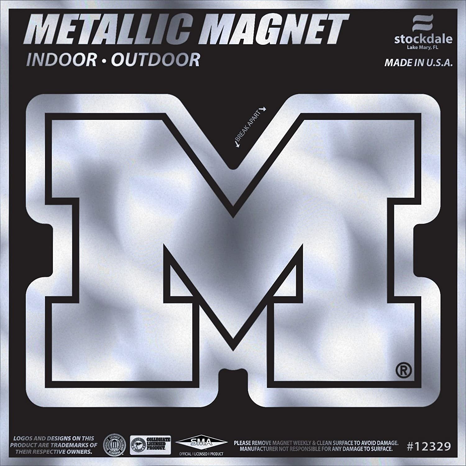 University of Michigan Wolverines 6 Inch Magnet, Metallic Chrome Shimmer Design, Vinyl Die Cut, Auto Home Heavy Duty