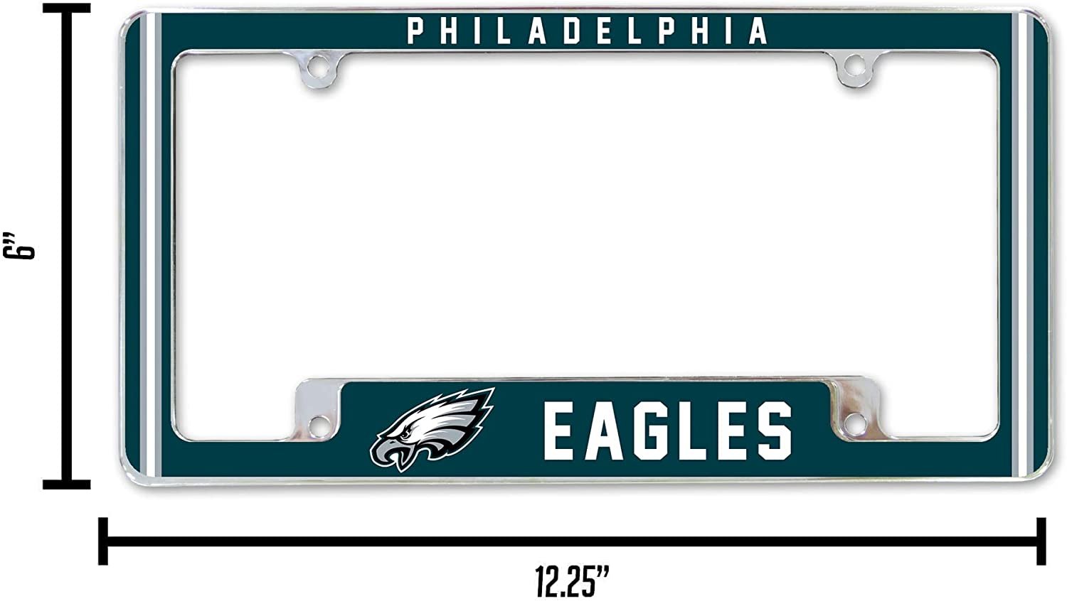 Philadelphia Eagles Metal License Plate Frame Chrome Tag Cover Alternate Design 6x12 Inch