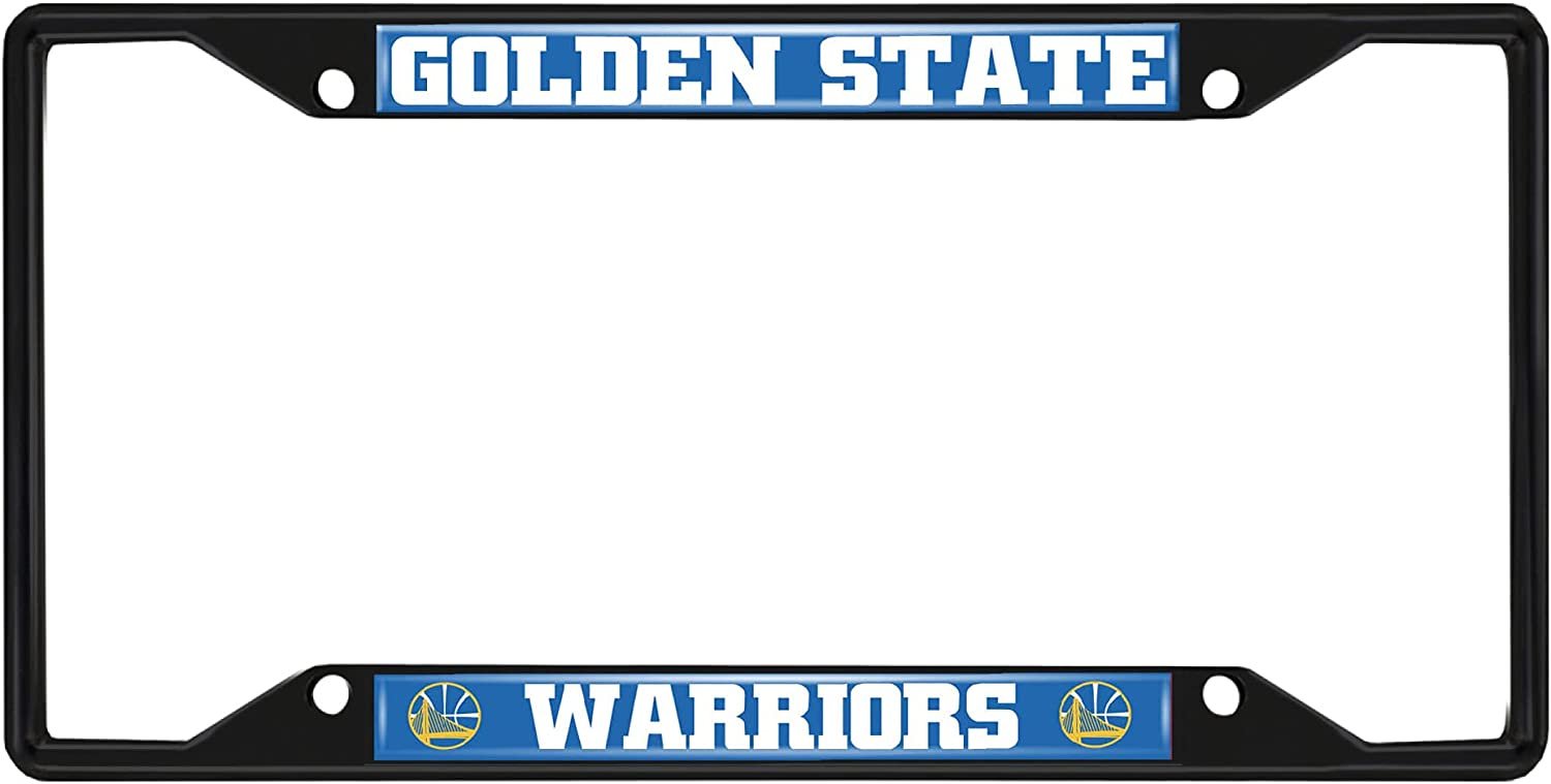 Golden State Warriors Black Metal License Plate Frame Tag Cover, 6x12 Inch