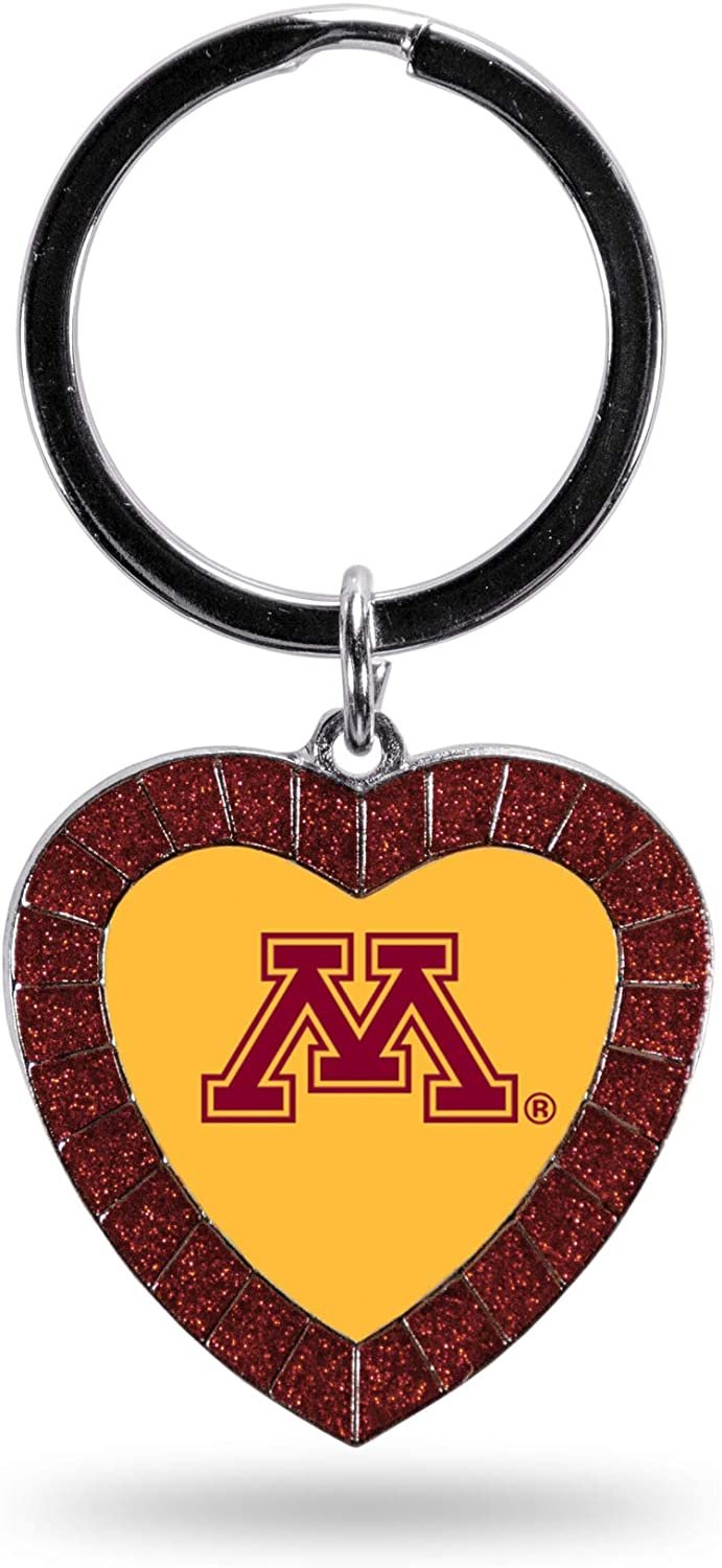 NCAA Minnesota Golden Gophers NCAA Rhinestone Heart Colored Keychain, Maroon, 3-inches in length