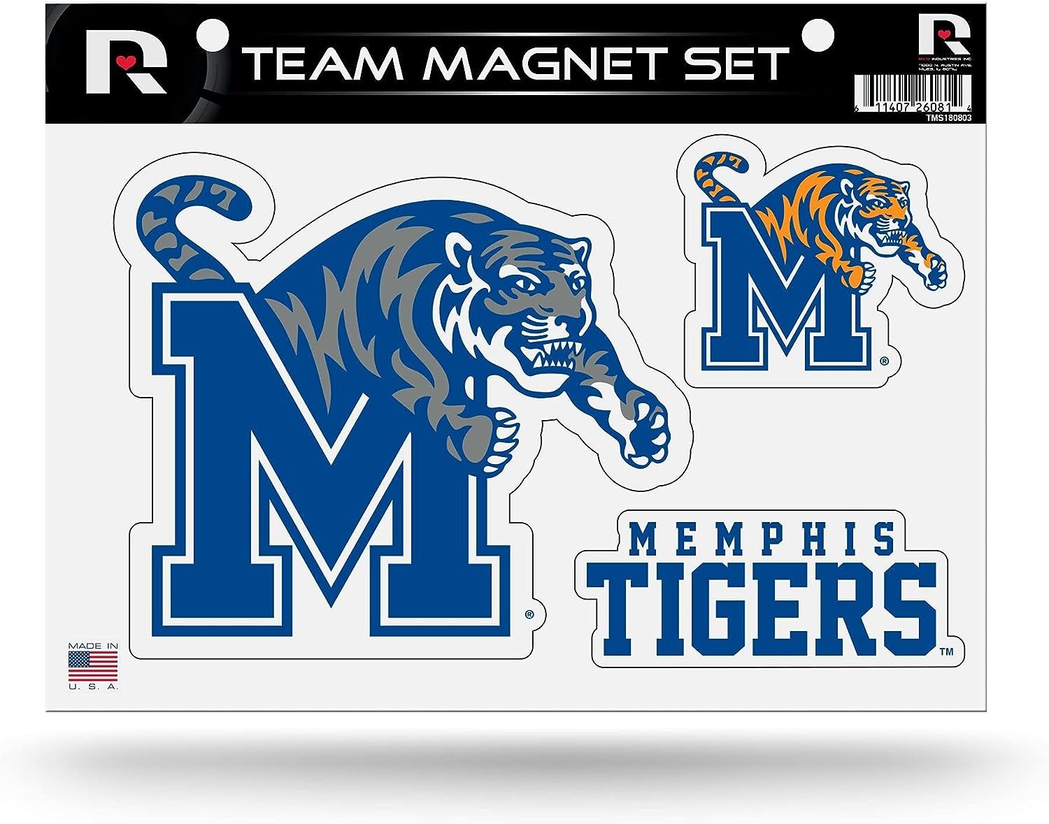 University of Memphis Tigers Multi Magnet Set, 8.5x11 Inch Sheet, Die Cut, Auto Home