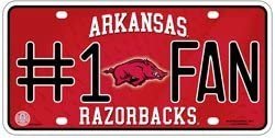 Arkansas Razorbacks 360101#1 Fan Metal License Plate Tag University of