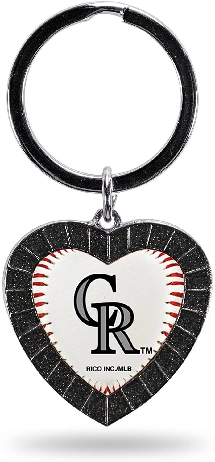 Colorado Rockies Keychain Rhinestone Heart Decal Emblem Team Color Baseball