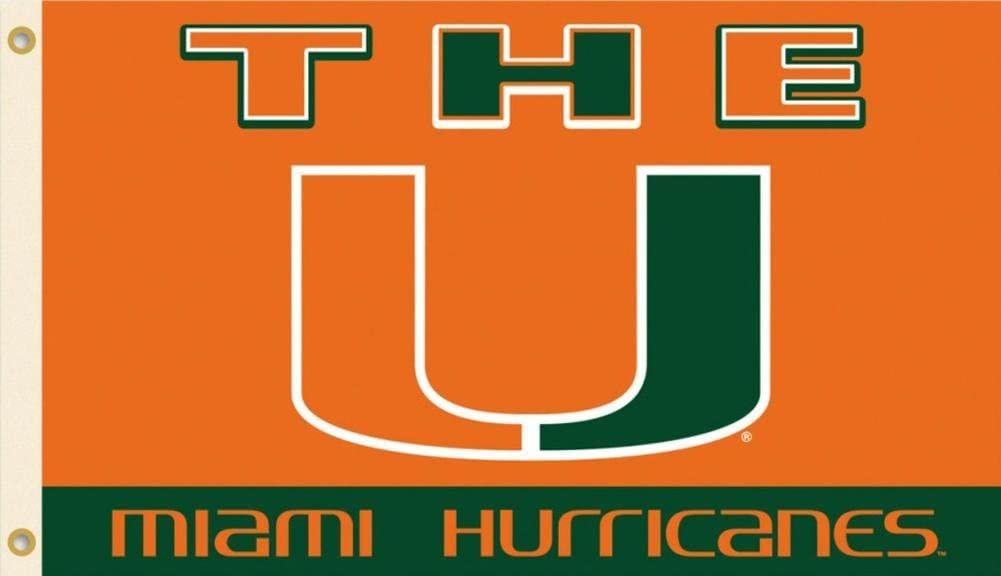 University of Miami Hurricanes Flag Banner 3x5 Feet Metal Grommets The U Design