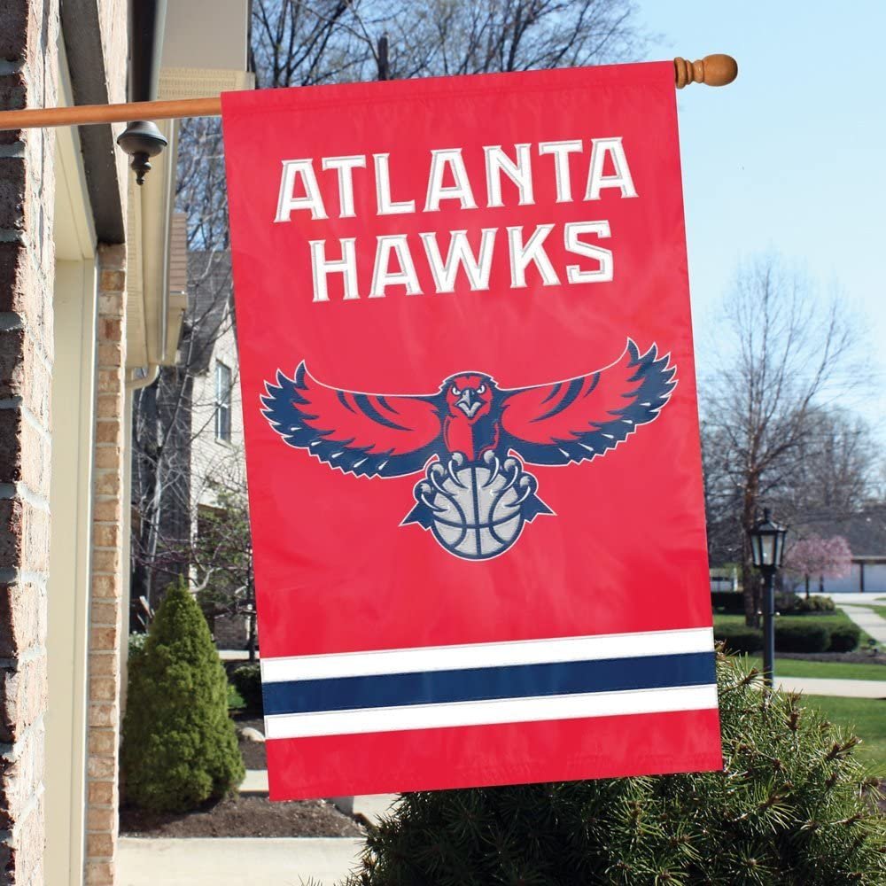Atlanta Hawks House Banner Flag Applique Embroidered Double Sided 44 x 28