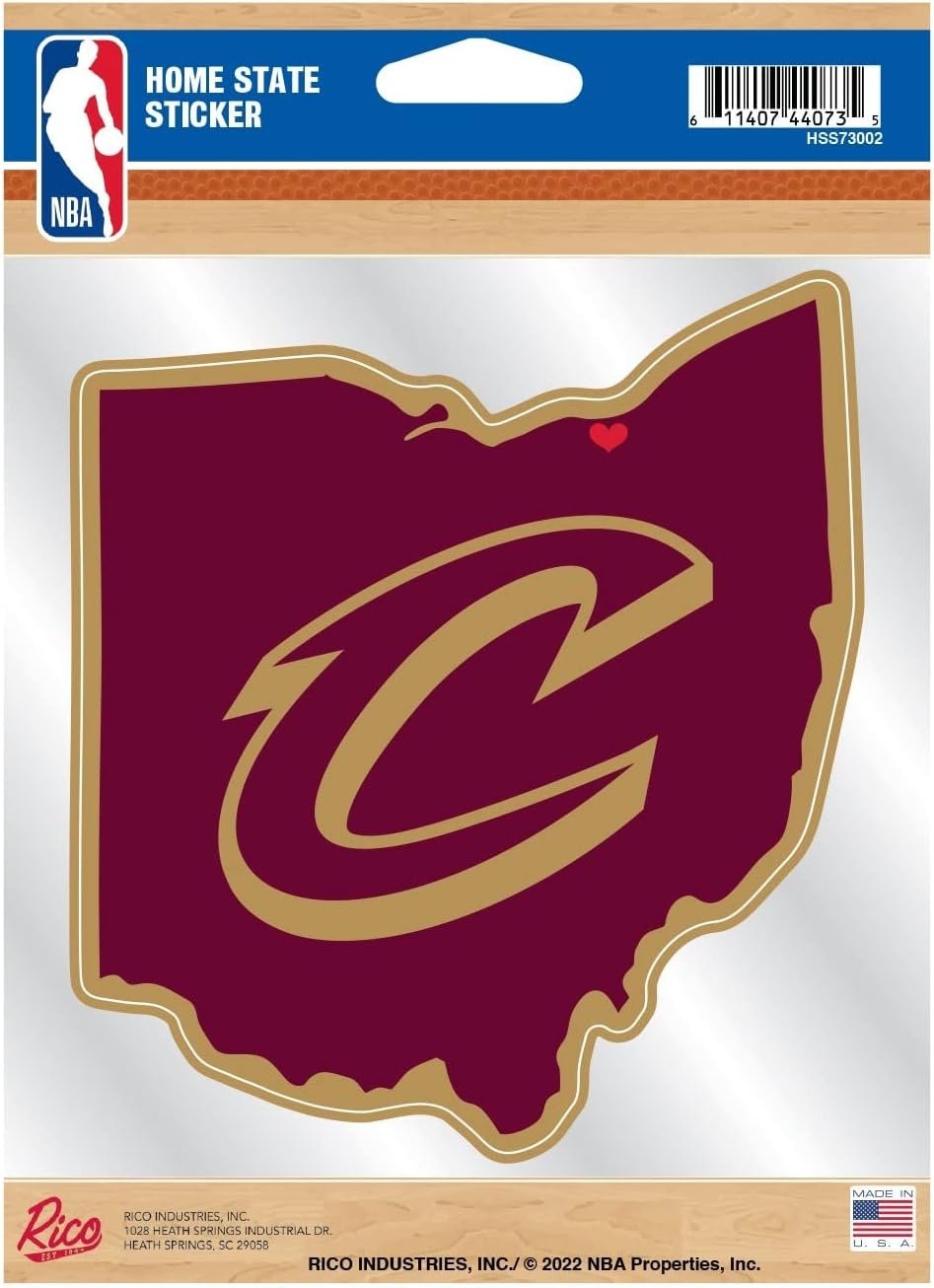 Cleveland Cavaliers 5 Inch Sticker Decal Flat Vinyl Home State Design Full Adhesive Backing