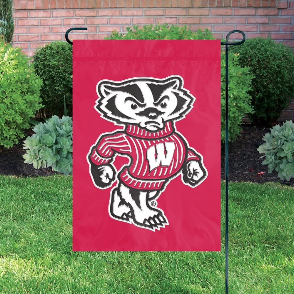 University of Wisconsin Badgers Premium Garden Flag Banner Applique Embroidered 12.5x18 Inch