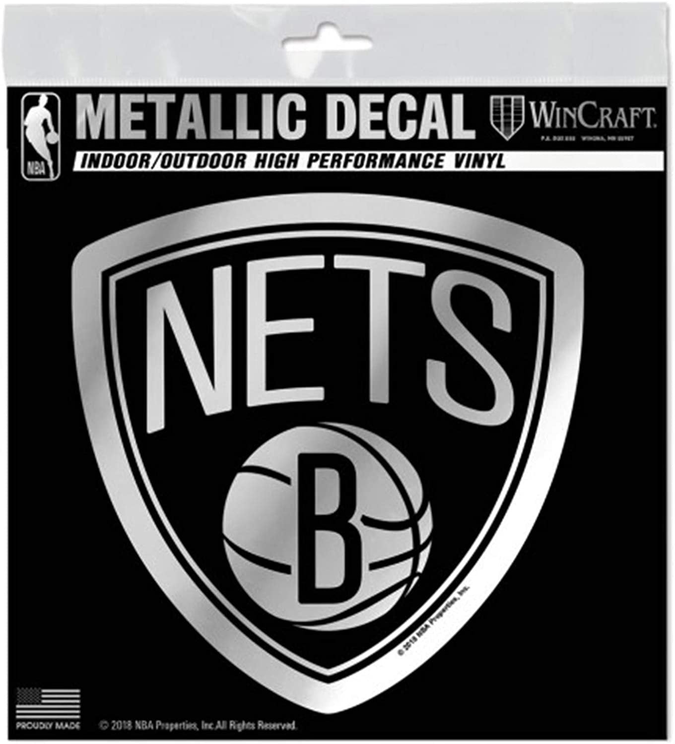 Brooklyn Nets 6 Inch Decal Sticker, Metallic Chrome Shimmer Design