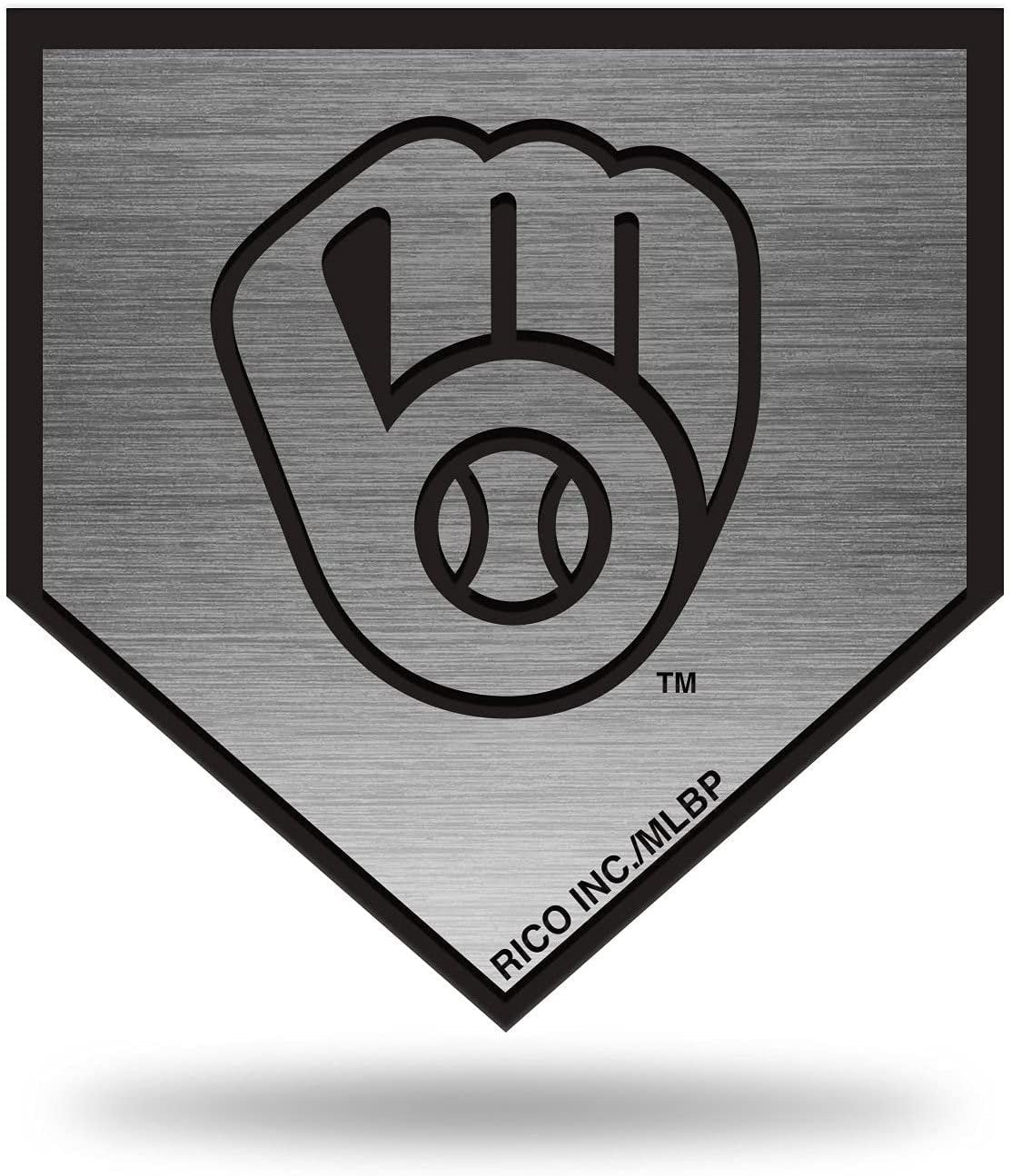 Milwaukee Brewers Auto Emblem Decal Premium Solid Metal Antique Nickel Design Raised Baseball