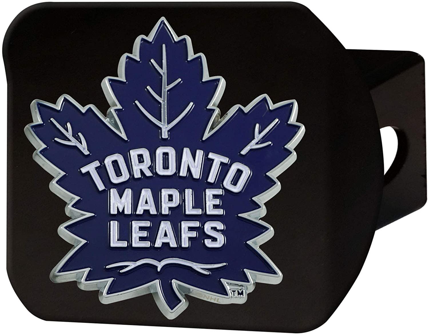 Toronto Maple Leafs Solid Black Metal Hitch Cover with Metal Emblem 2 Inch Square Type III