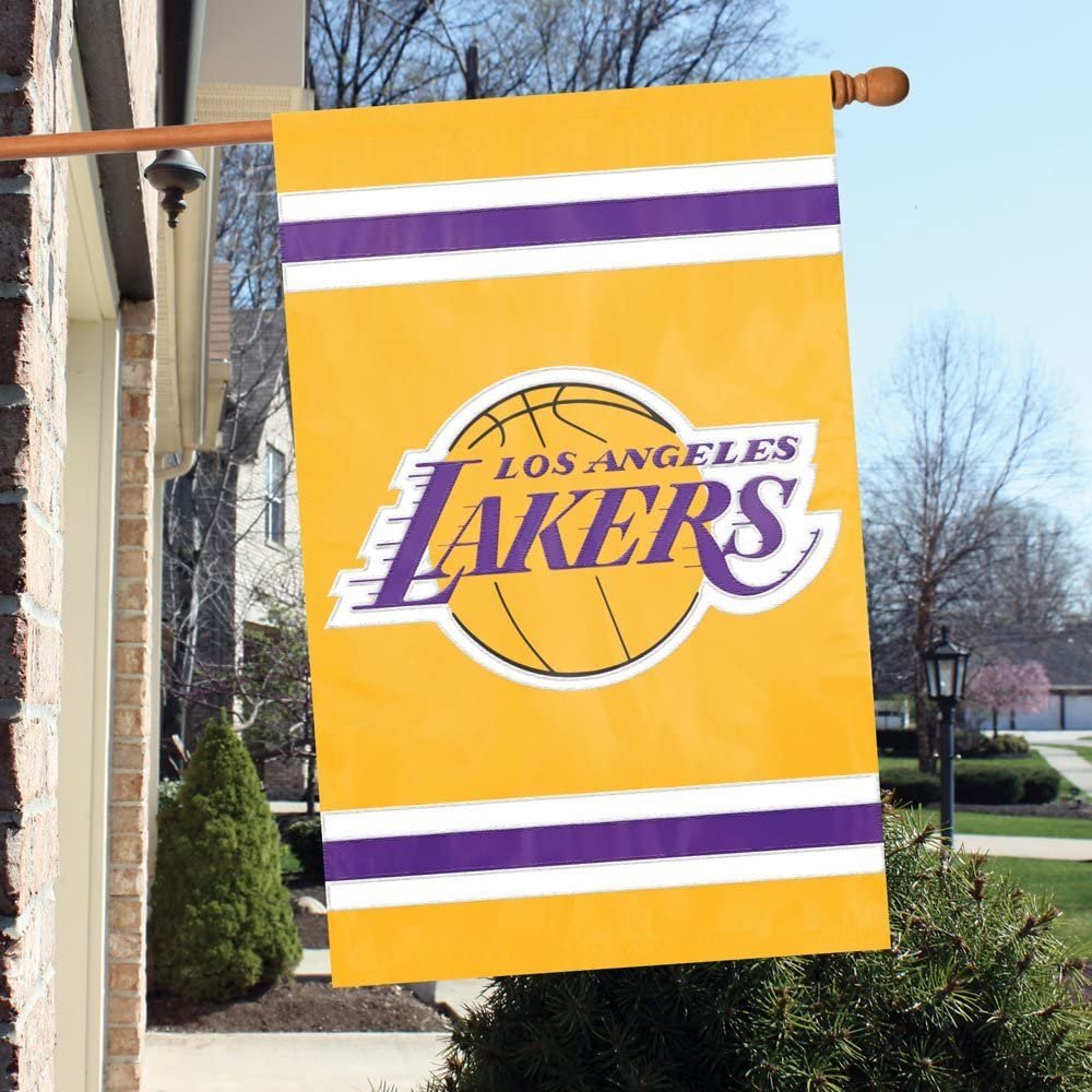 Los Angeles Lakers House Banner Flag Applique Embroidered Double Sided 44 x 28
