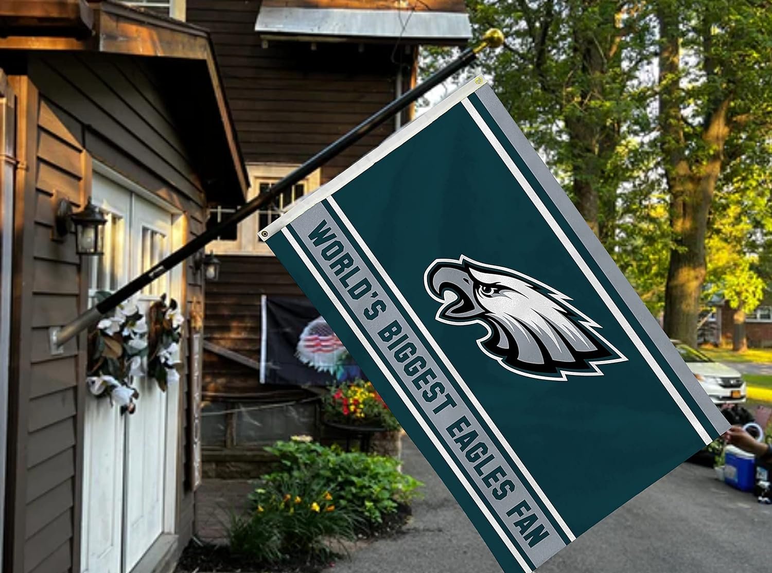 Philadelphia Eagles 3x5 Feet Flag Banner, World's Biggest Fan, Metal Grommets, Single Sided, Indoor or Outdoor Use