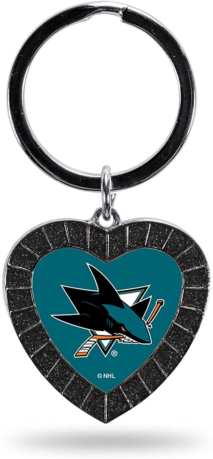 San Jose Sharks Keychain Rhinestone Heart Decal Emblem Team Color Hockey