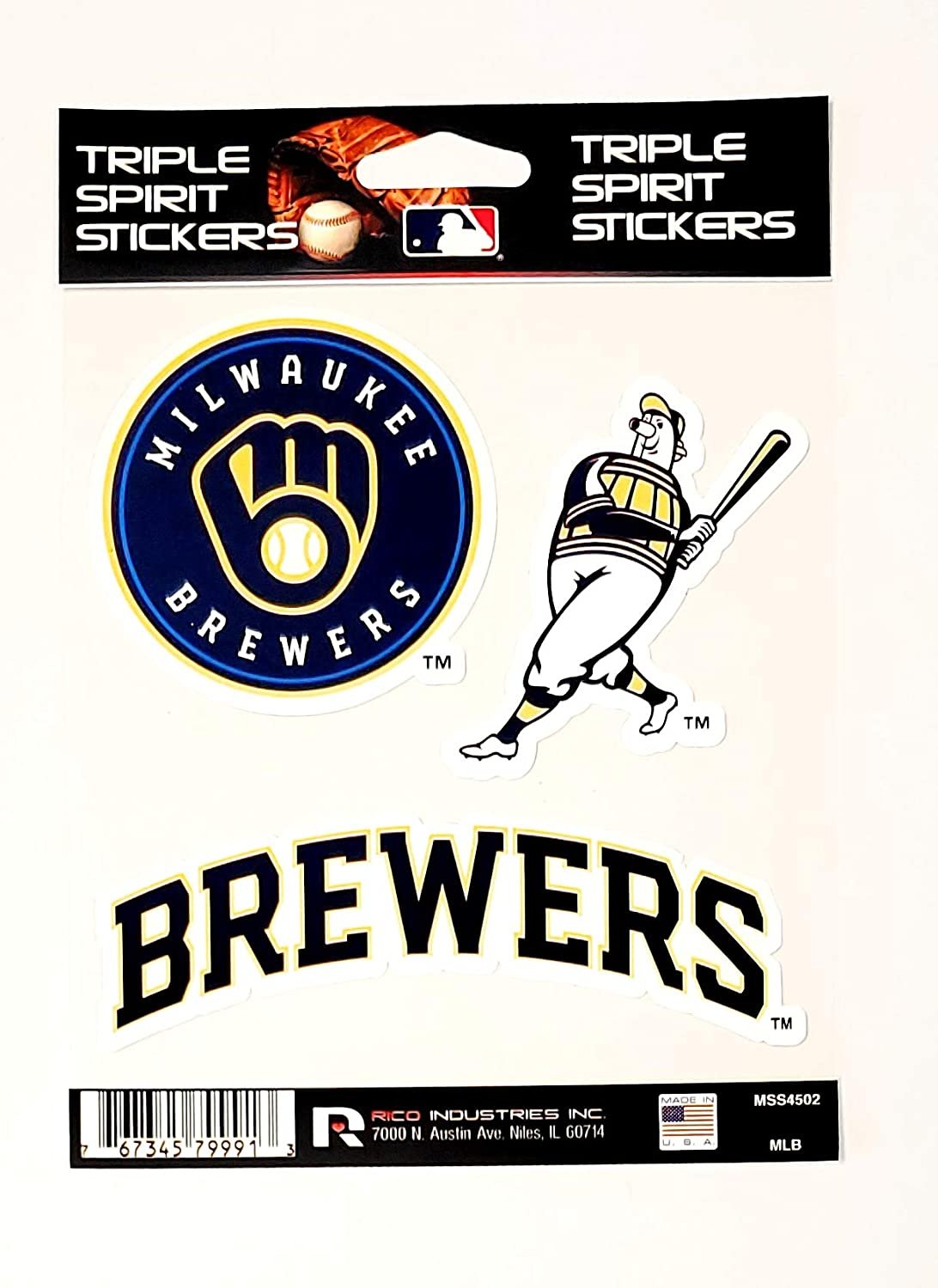 Brewers Triple Sticker Multi Decal Spirit Sheet Auto Home Baseball