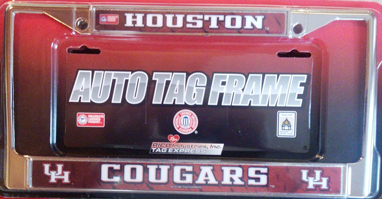 University of Houston Cougars Metal Chrome License Plate Frame Tag Cover, 12x6 Inch