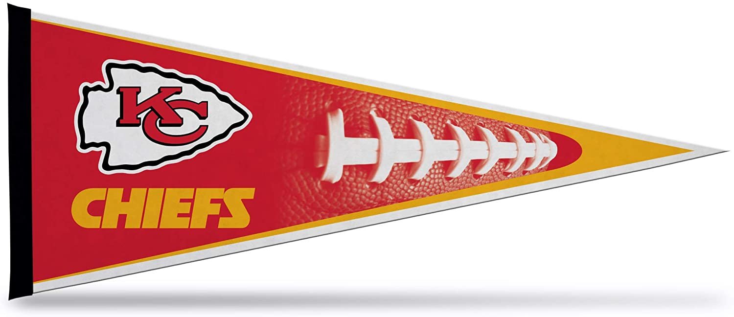 Kansas City Chiefs Soft Felt Pennant, Football Design, 12x30 Inch, Easy To Hang