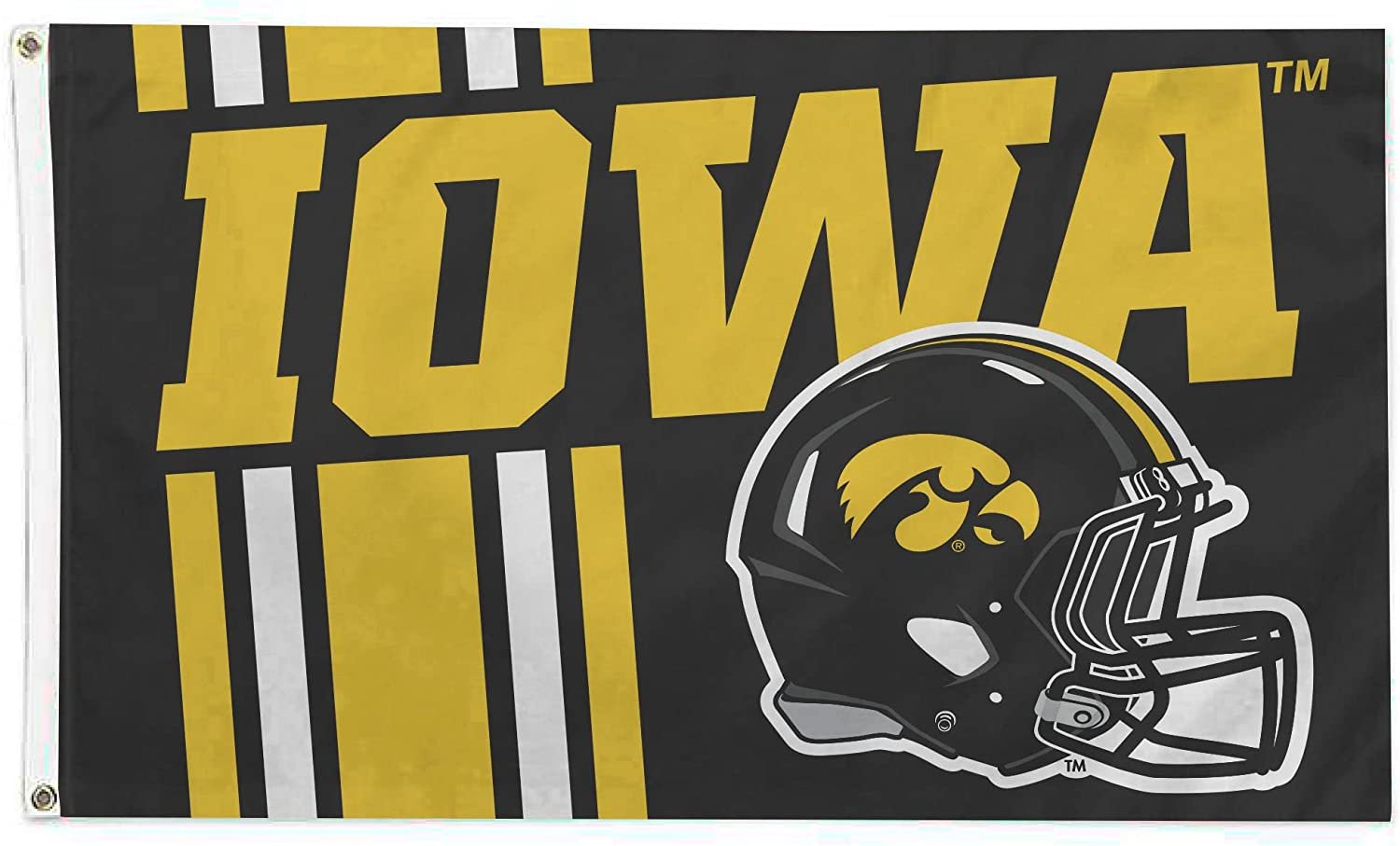 University of Iowa Hawkeyes Flag Banner 3x5 Feet Metal Grommets Helmet Design