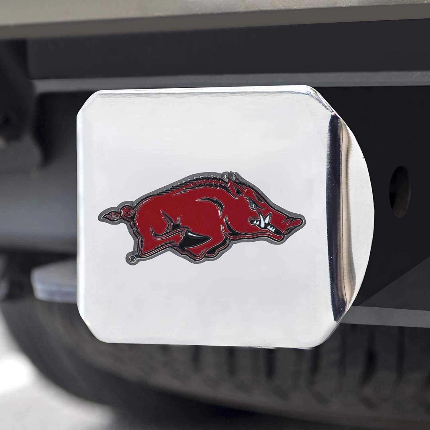 Arkansas Razorbacks Hitch Cover Solid Metal with Color Metal Emblem 2" Square Type III University of