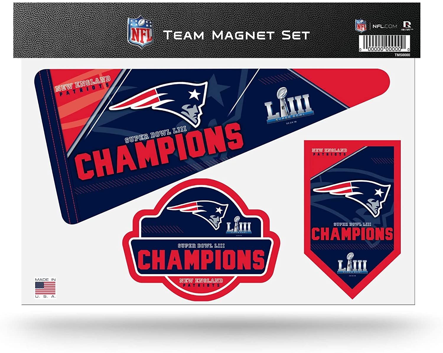 New England Patriots Super Bowl LII Champions Multi Magnet Sheet Shape Cut 8x11 Inch