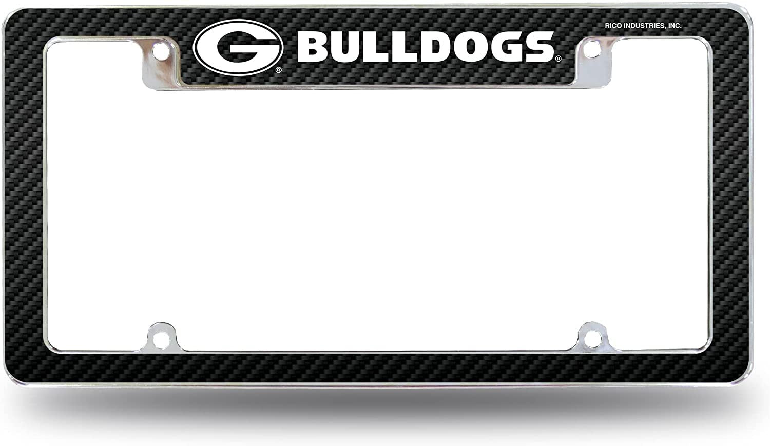 Georgia Bulldogs Metal License Plate Frame Tag Cover Carbon Fiber Design 12x6 Inch