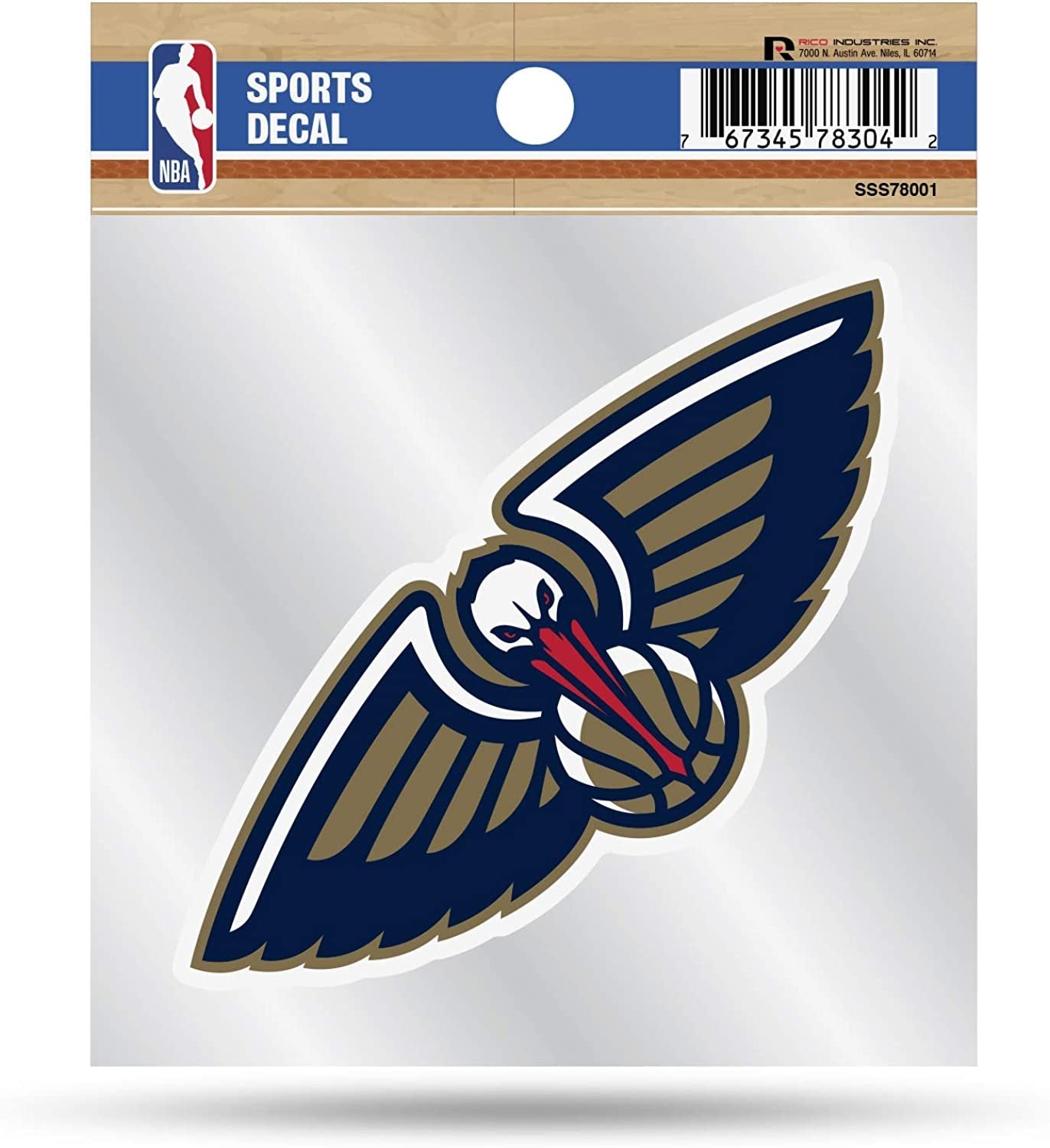 New Orleans Pelicans 4x4 Inch Die Cut Decal Sticker, Primary Logo, Clear Backing