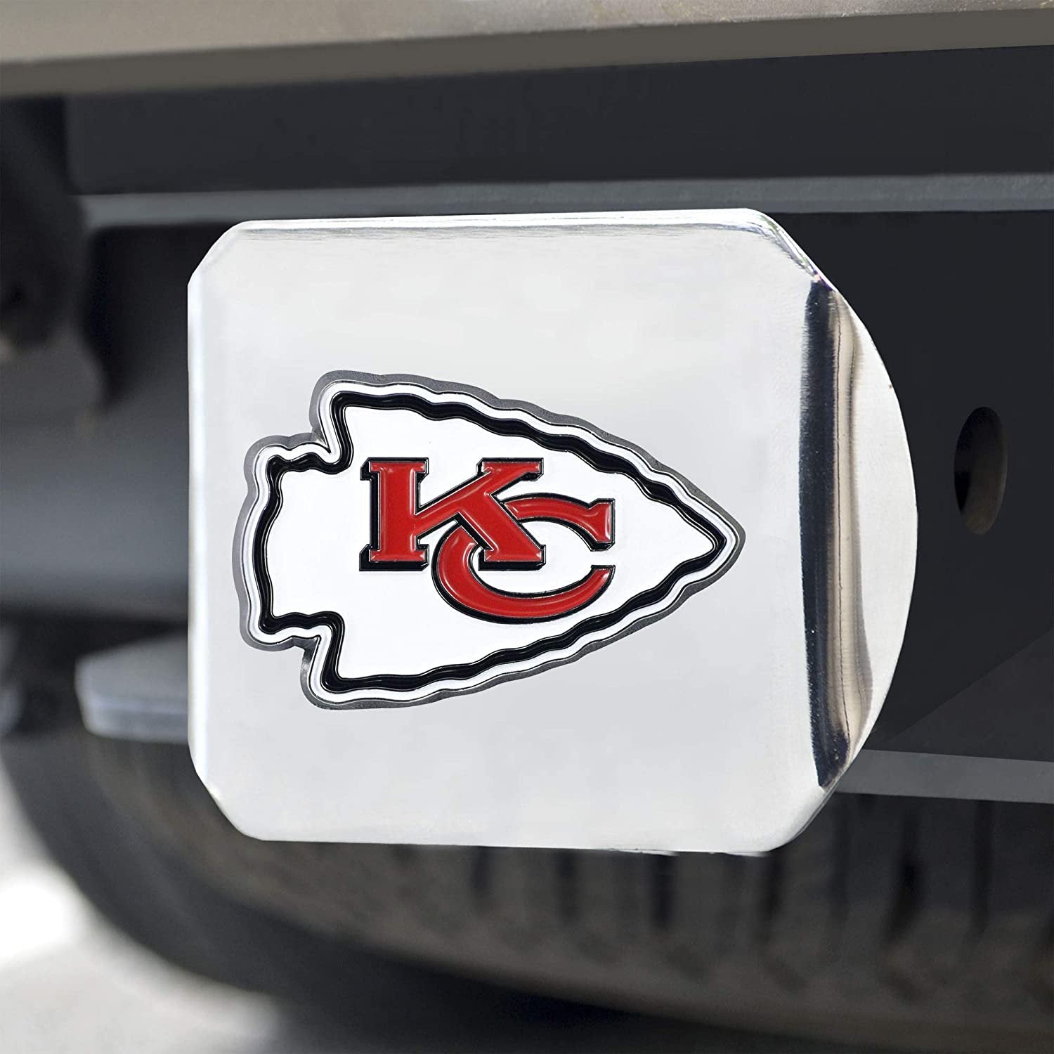 Kansas City Chiefs Hitch Cover Solid Metal with Raised Color Metal Emblem 2" Square Type III