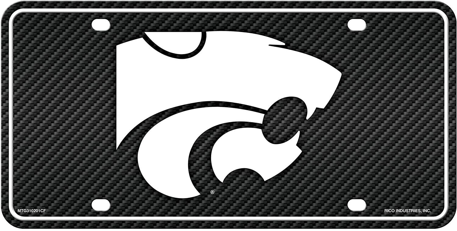 Kansas State University Wildcats Metal Auto Tag License Plate, Carbon Fiber Design, 6x12 Inch