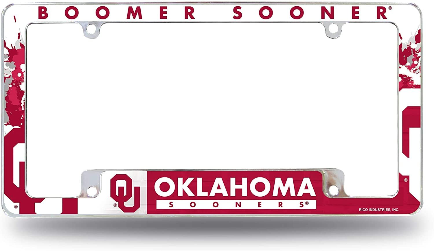 Oklahoma Sooners Metal License Plate Frame Tag Cover All Over Design University of