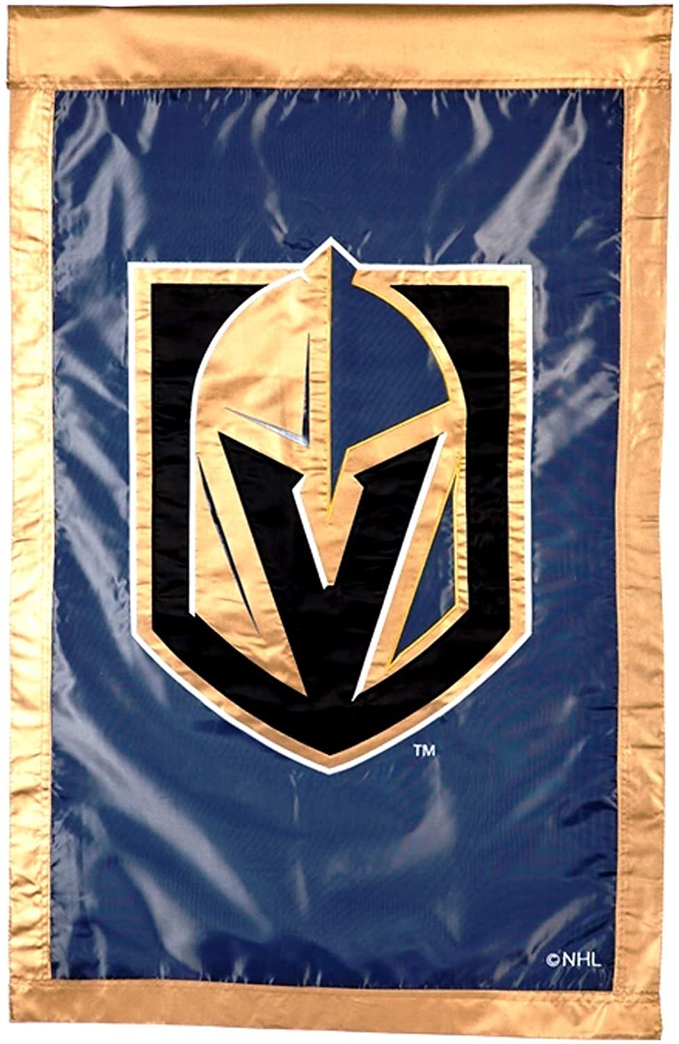 Vegas Golden Knights Premium Double Sided House Flag Banner, Embroidered Applique, 28x44 Inch, Display Pole Sold Separately