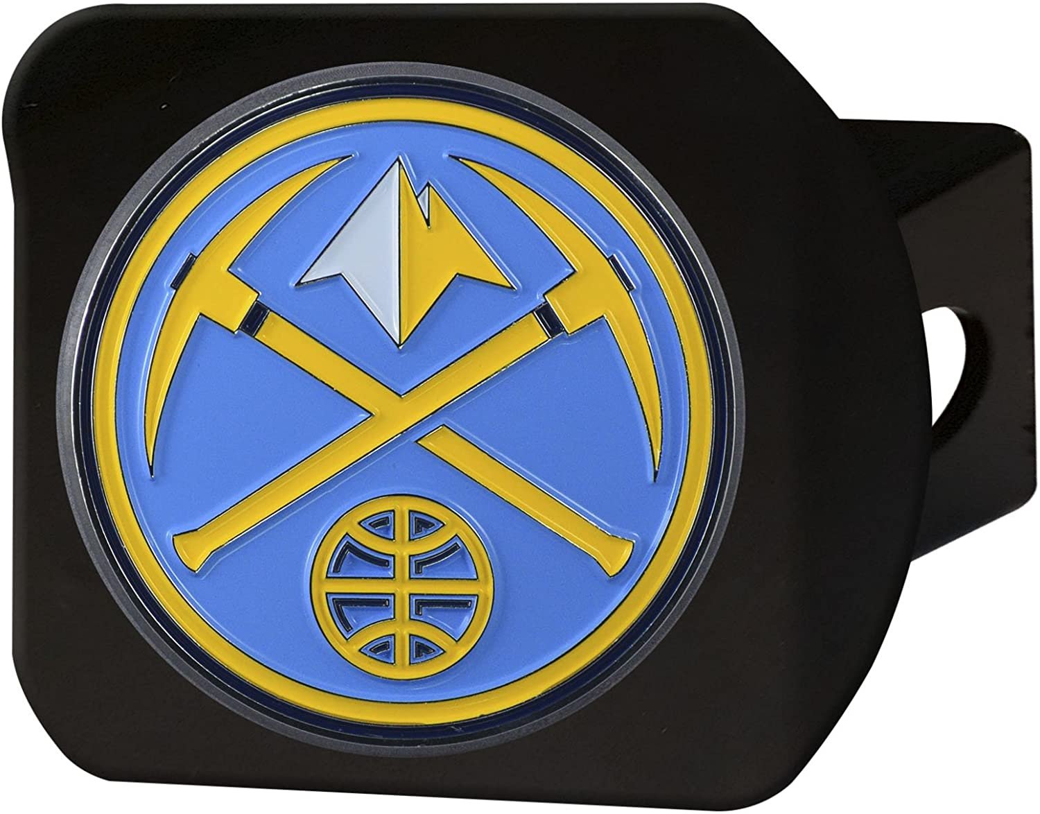 Denver Nuggets Solid Metal Black Hitch Cover with Color Metal Emblem 2 Inch Square Type III