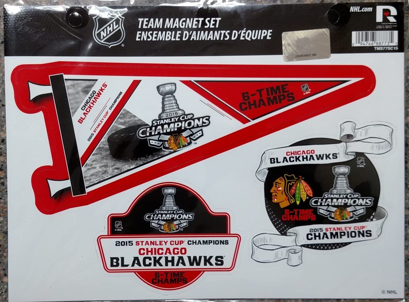 Chicago Blackhawks 2015 Stanley Cup Champions 6X Champs Multi Die Cut Magnet Sheet Auto Home NHL Hockey