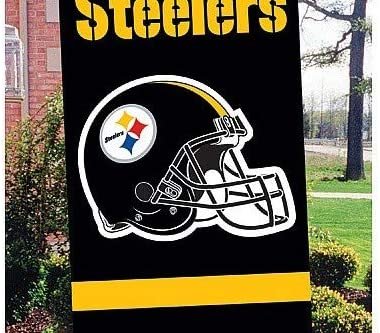 Pittsburgh Steelers Double Sided Banner Flag Embroidered Applique 44x28 Inch