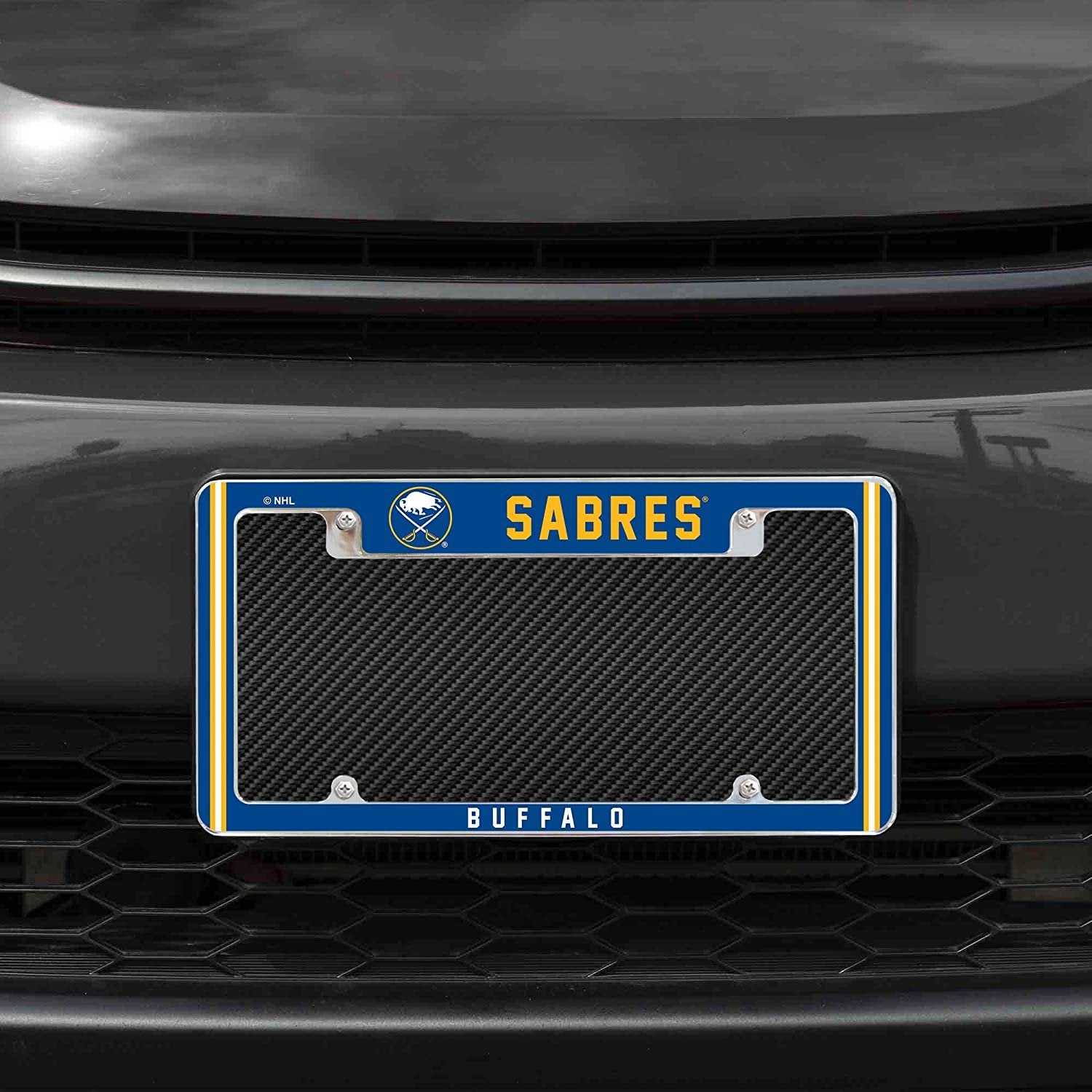 Buffalo Sabres Metal License Plate Frame Chrome Tag Cover Alternate Design 6x12 Inch