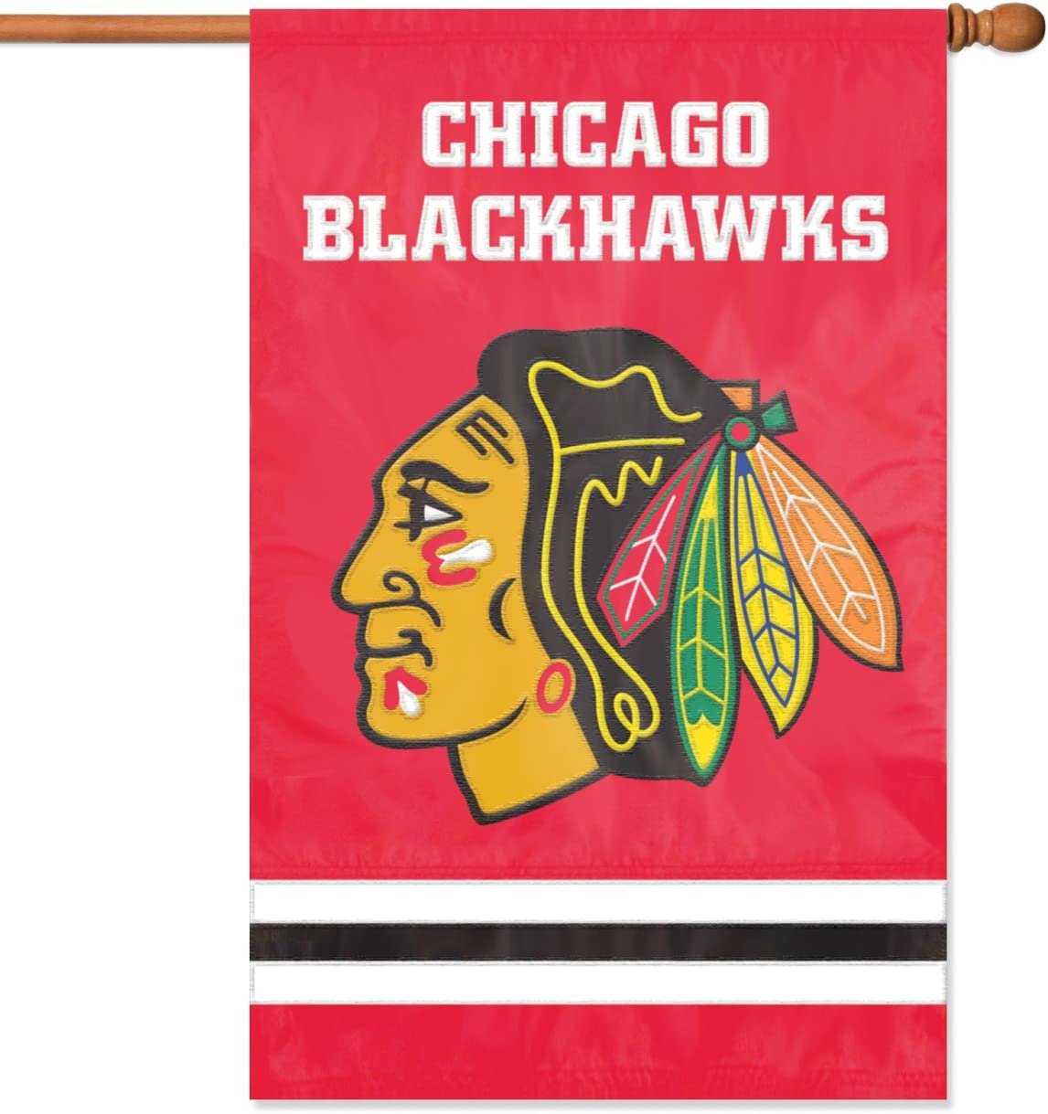 Chicago Blackhawks Premium Double Sided Banner Flag Applique Embroidered 28x44 Inches