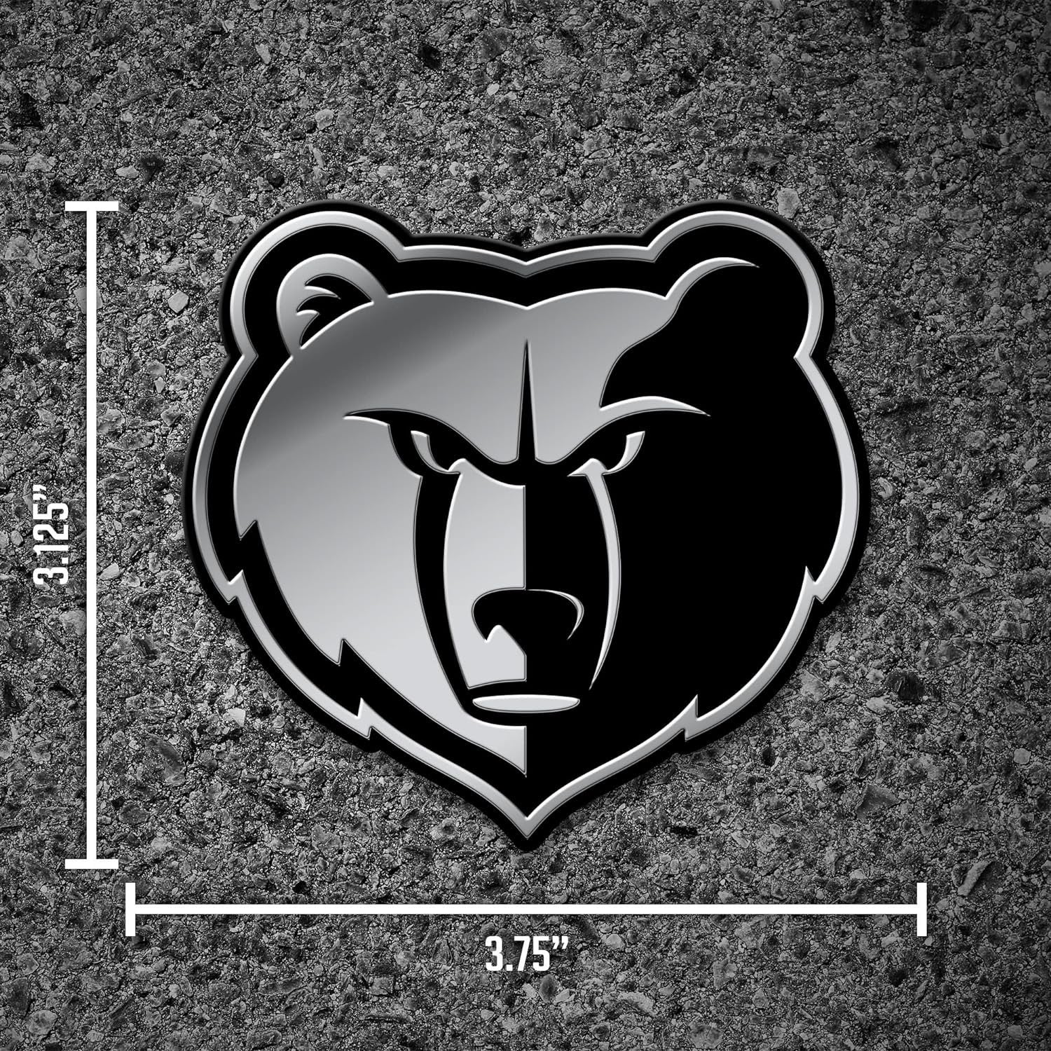 Memphis Grizzlies Auto Emblem, Silver Chrome Color, Raised Molded Plastic, 3.5 Inch, Adhesive Tape Backing